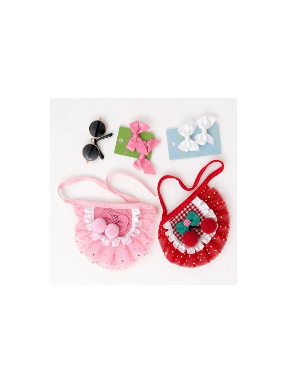 Princess Dog & Cat Tutu Outfit Set | Cherry Bows & Sunglasses